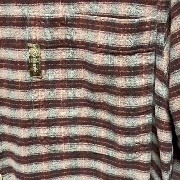 Columbia Casual Red Brown Gray Button Down Flannel Cotton Shirt Men XL Camping - Picture 3 of 8